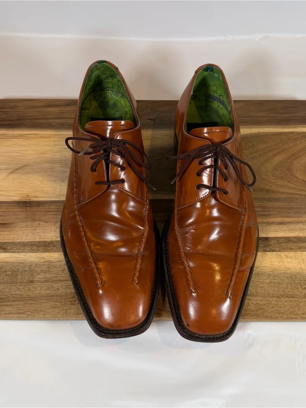 Paul Smith Men's Magnum Patten Cognac Brown Leather Derby Shoes Size 9 43
